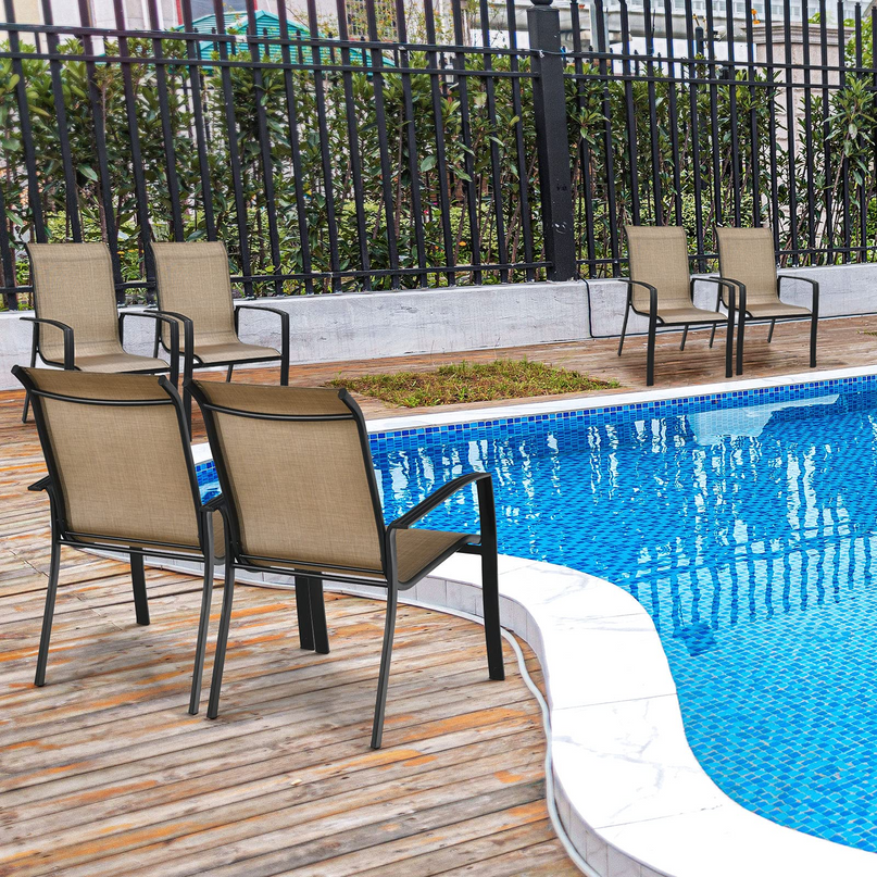 Giantex Metal Camping Chairs with High Backrest Armrest for Porch Deck Pool Beach Yard