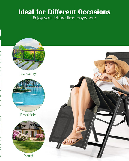 Giantex Reclining Patio Chairs Folding Lounge Chair