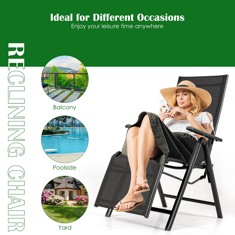 Giantex Reclining Patio Chairs Folding Lounge Chair