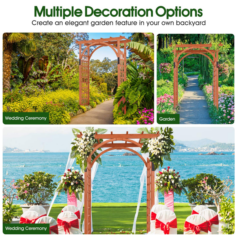 Giantex 85in Wood Arbor Wedding Arch Garden Trellis Pergola Arbor