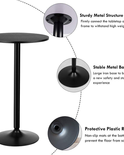 Giantex Pub Bar Table 24-Inch Round Top 40-Inch Height Modern Style