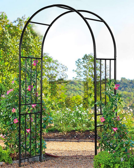 Giantex 7.2Ft Garden Arch, Outdoor Steel Arbor w/Stakes