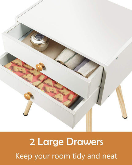 Giantex Nightstand W/2 Drawers for Bedroom