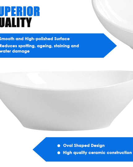 Giantex Vessel Sink 16x13 Inch Basin Porcelain W/Pop Up Drain Oval Bathroom Ceramic Sink Bowl