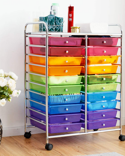 Giantex Storage Drawer Carts, 20-Drawer Organizer, Utility Cart on Wheels