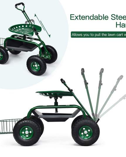 4-Wheel Garden Workseat with Storage Basket - Giantex