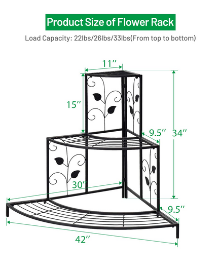 3 Tiers Corner Shelf Metal Plant Stand - Giantex