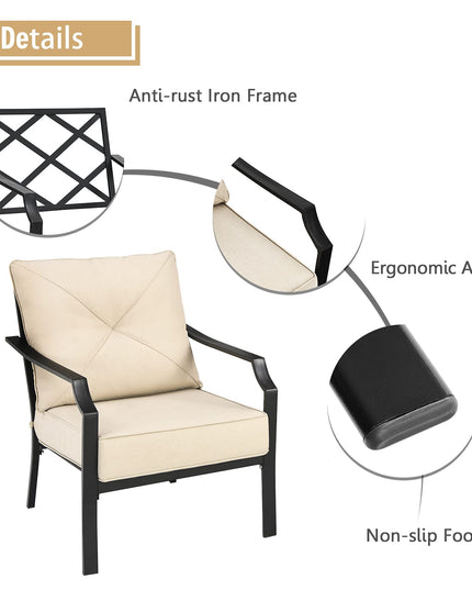 Giantex Bistro Dining Chairs Iron-Frame Lawn Chairs for Porch Backyard Garden Balcony