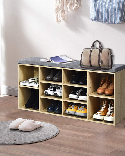 Giantex Shoe Storage Bench with Cushion, Entryway Shoe Rack Bench