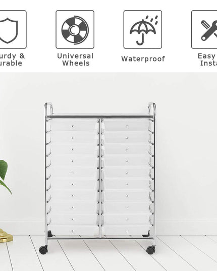 Giantex Storage Drawer Carts, 20-Drawer Organizer, Utility Cart on Wheels