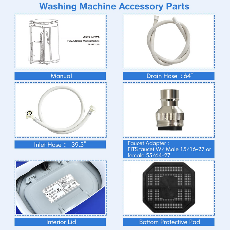 Full Automatic Washing Machine, 2 In 1 Laundry Washer for Apartment