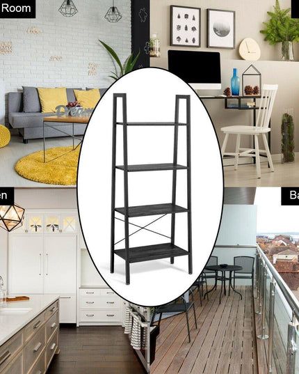 Ladder Shelf 4-Tier Industrial Bookshelf Storage Rack - Giantexus