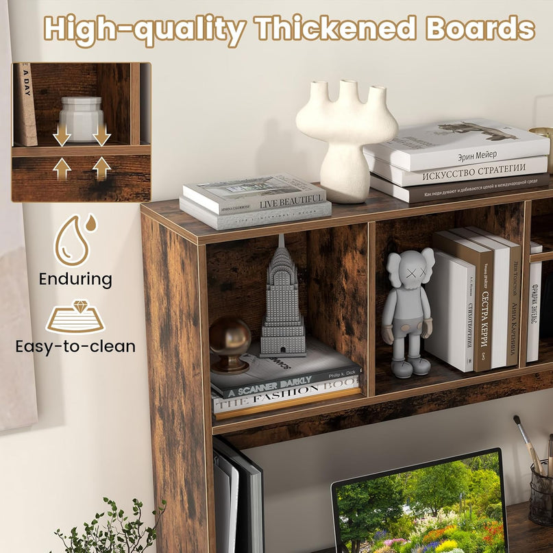 Giantex Desktop Bookshelf, Countertop Storage Hutch with 4 Shelves for Computer Desk, Dressing Tabletop Display Rack