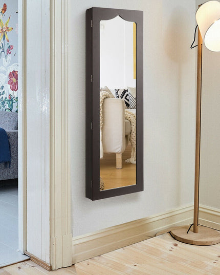 CHARMAID | 5 LEDs Jewelry Armoire Wall Mounted/Door Hanging Mirror - Giantexus