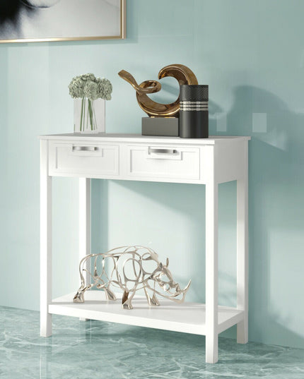 Console Sofa Table with 2 Drawers and Bottom Shelf
