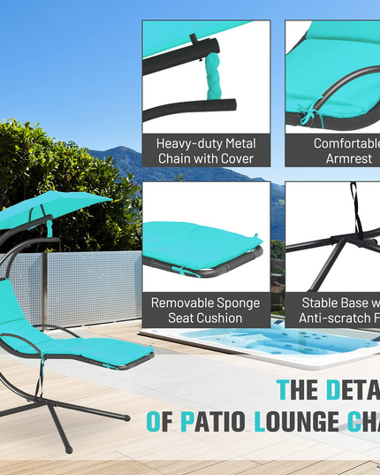 Giantex Hanging Arc Chaise Hammock for Patio Poolside Backyard Garden Porch