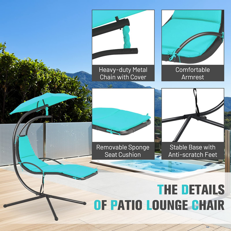 Giantex Hanging Arc Chaise Hammock for Patio Poolside Backyard Garden Porch