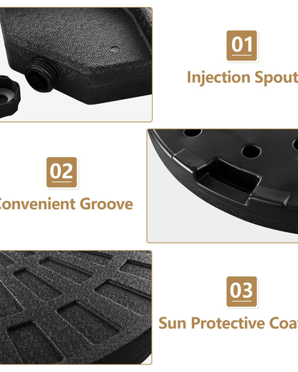 Giantex Patio Offset Umbrella Base Stand w/Sand/Water Filled 4-Pieces Base Plates (Round Base) - Giantexus
