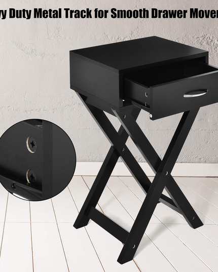 Giantex Nightstand with Drawer X-Shaped Design Sofa Side Table