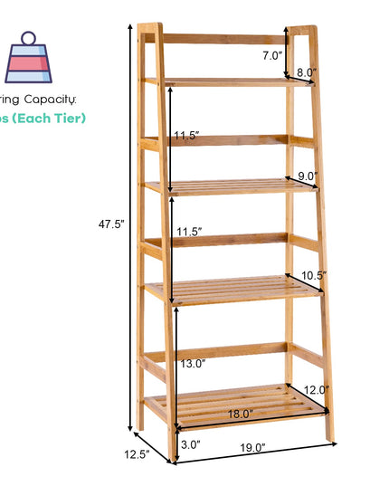Giantex 4-Tier Bamboo Plant Stand Flower Pots Holder Display Shelf, 47.5"