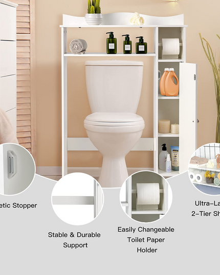 Giantex Over-The-Toilet Storage Rack, Bathroom Freestanding Space Saver with 1-Door Side Storage Cabinet