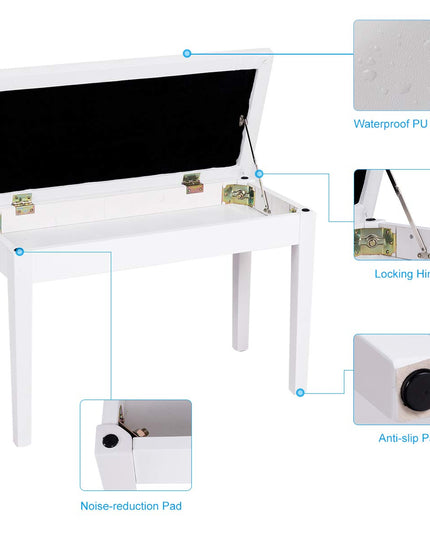 Giantex Piano Bench W/Padded Cushion and Music Storage, Comfortable Double Duet Seat