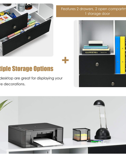 Giantex Lateral File Cabinet 2 Drawer Printer Stand, Rolling Storage Office Cabinet with Lockable Wheels
