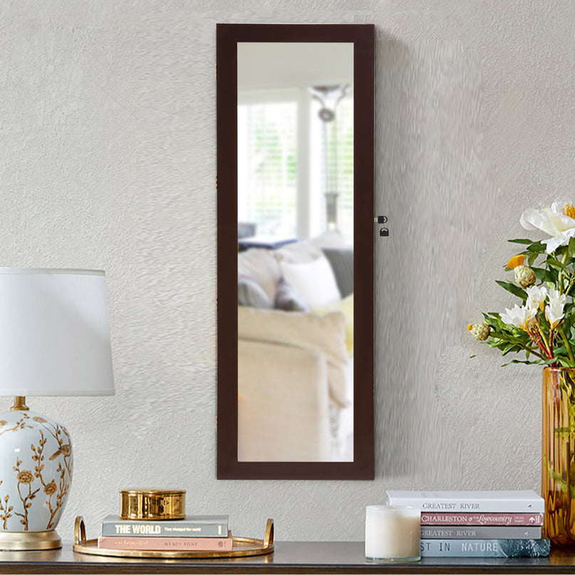 15 LEDs Wall Door Mounted Jewelry Armoire with Mirror - Giantex