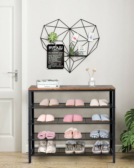 5-Tier Shoe Rack, Industrial Metal Shoe Storage Organizer - Giantexus