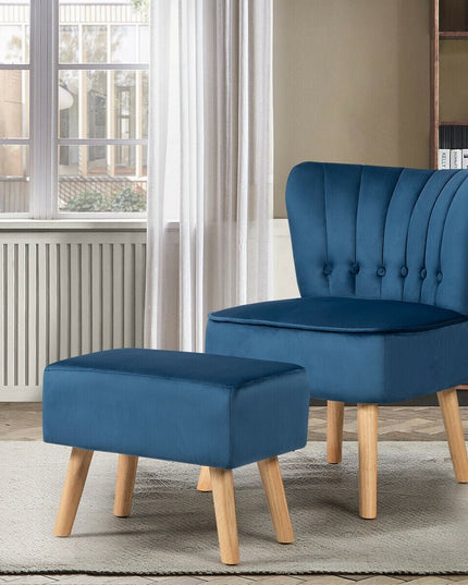 Modern Accent Chair Ottoman Set, Armless Slipper Sofa Chair with Footstool - Giantexus
