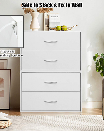 Giantex Dressers Stackable 2 Drawer Horiztonal Organizer W/Handles Dresser Tower, White