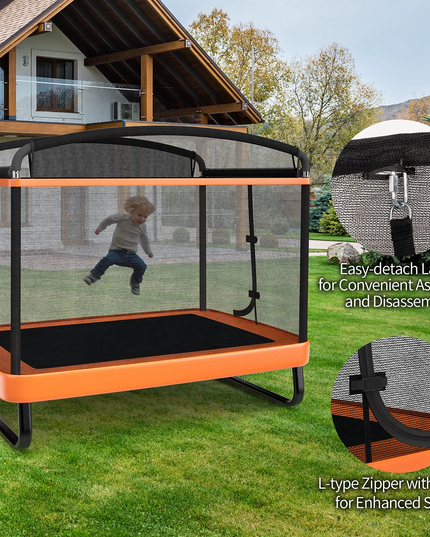 Giantex 6 Ft Kids Trampoline with Swing, Baby Toddler Rectangle Trampoline, Max Load 220lbs (Blue/Orange) - Giantexus