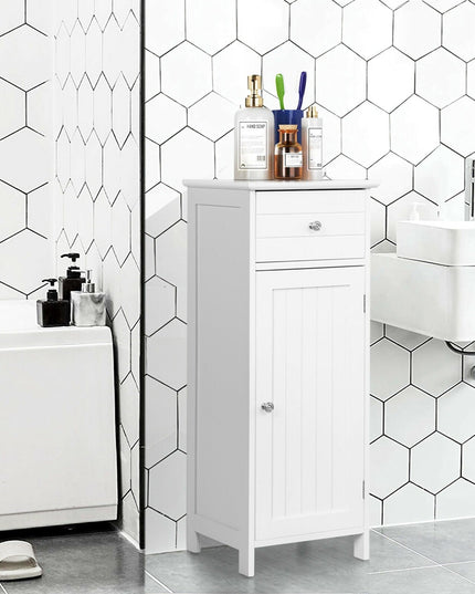 Bathroom Floor Storage Cabinet with Adjustable Shelf & Large Drawer