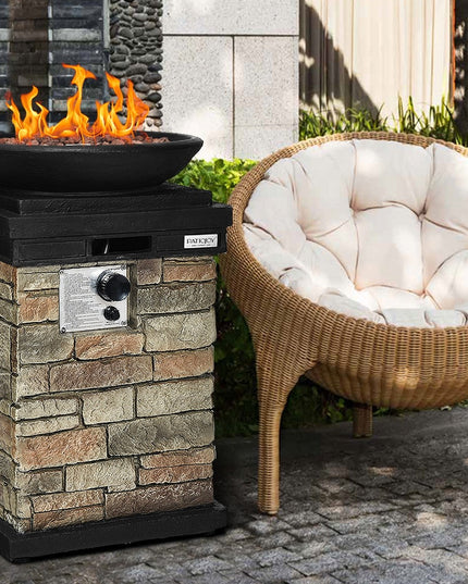 Firebowl Column, 40,000 BTU Outdoor Gas Fire Pit - Giantex
