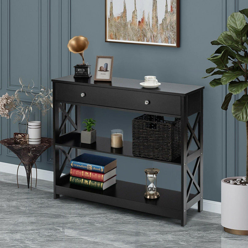 3-Tier Console Table with Drawers - Giantexus