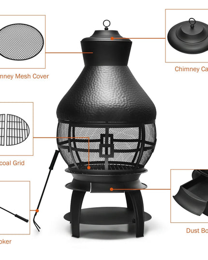 Wood Burning Chiminea, Heavy Duty Fireplace Wooden Chiminea Fire Pit