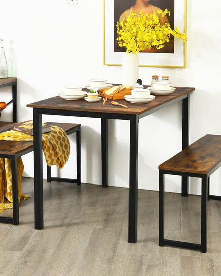 3-Piece Dining Table Set with 2 Benches, Kitchen Bench Table Set - Giantexus