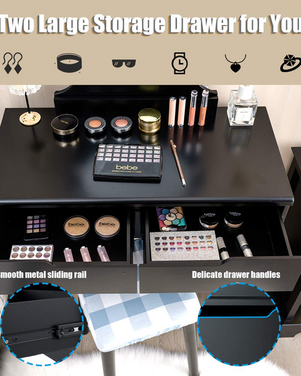 Vanity Table Set with 8 Light Bulbs and Touch Switch