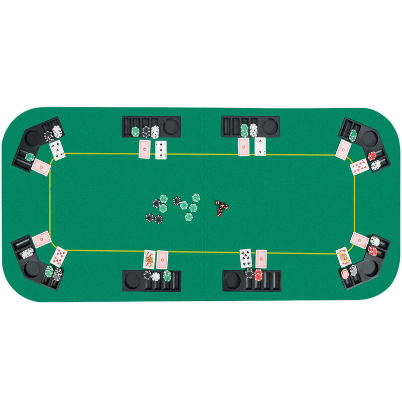 8 Player Poker Table Top, 80"x36" Folding Poker Table Top w/ Storage Bag (Green) - Giantexus