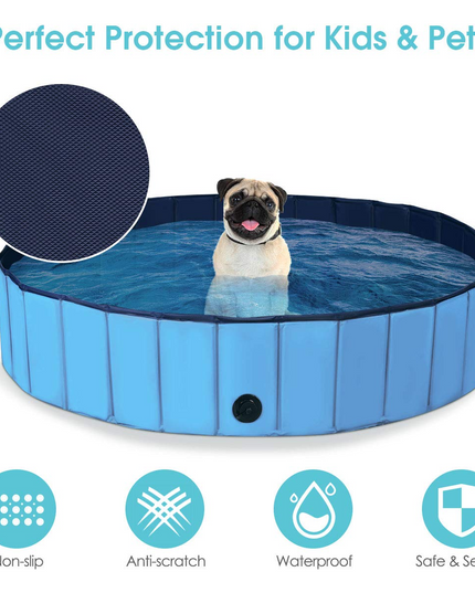 Giantex Foldable Pet Swimming Pool Dog Bath Pool with Anti-Slip Bottom