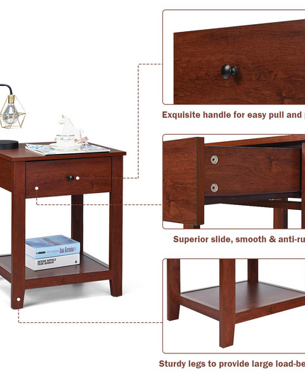 Table d'appoint contemporaine Giantex Espresso (1)
