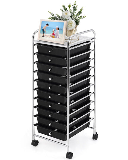 10 Drawer Rolling Storage Cart Scrapbook Paper Office School Organizer - Giantexus