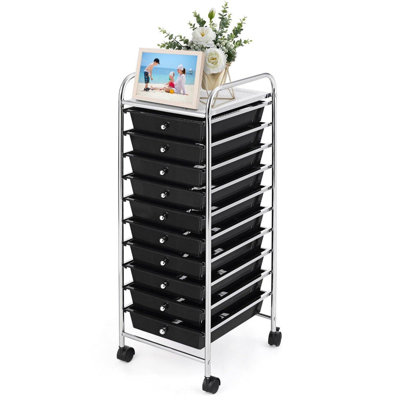 10 Drawer Rolling Storage Cart Scrapbook Paper Office School Organizer - Giantexus