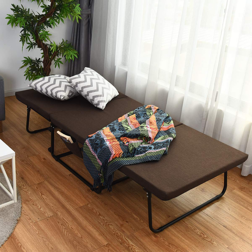 Giantex Folding Ottoman Sleeper Bed, 3 in 1 Multi-Function Convertible Chair Bed with 6 Position Adjustable