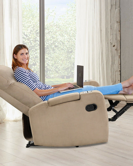 Recliner Chair with Cup Holders, Fabric Reclining Chair Manual Recliner Chair