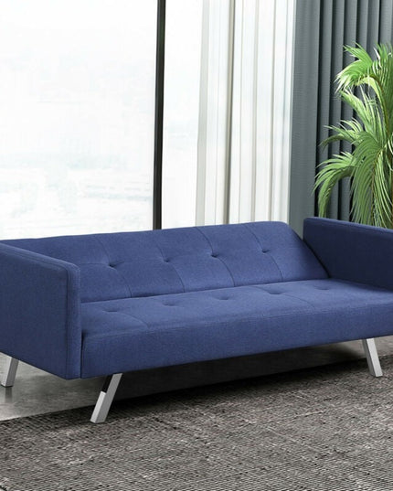 Convertible Futon Sofa, Modern 3 Seat Sofa Bed with USB and Power Strip