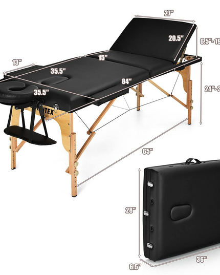 Giantex 84inch Folding Massage Table Spa Bed, 3 Folding Mode