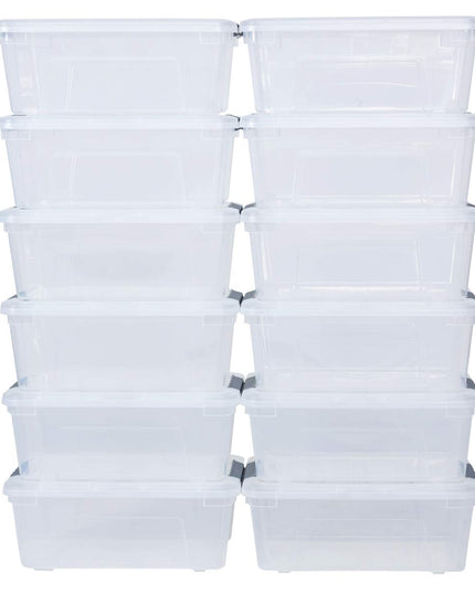 Giantex 12 Pack Storage Box Storage Tote Boxes W/Clear Lid 12.7 Quart