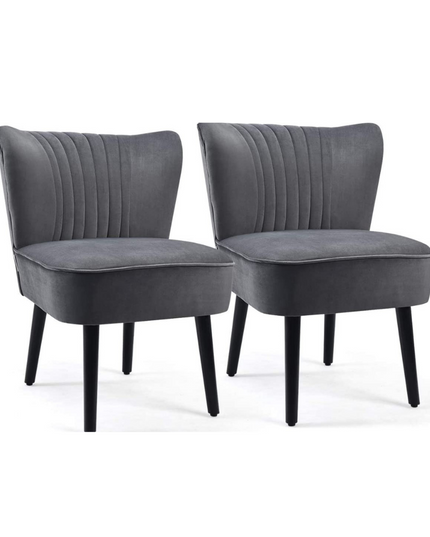 Set of 2 Velvet Accent Chair, Upholstered Modern Leisure Club Chairs w/ Solid Wood Legs - Giantexus