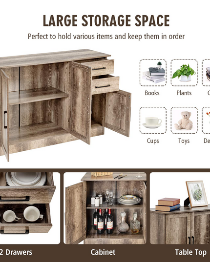 Giantex Buffet Server Sideboard Storage Cabinet Console Table Utensils Organizer